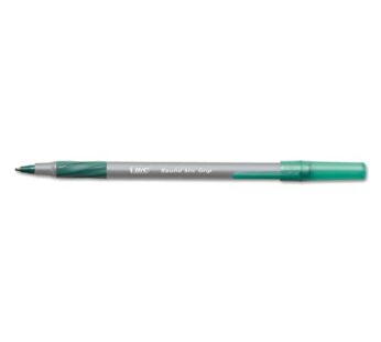 BIC Round Stic Grip Xtra-Comfort Medium Ball Point Pen, Green, 12 Pack