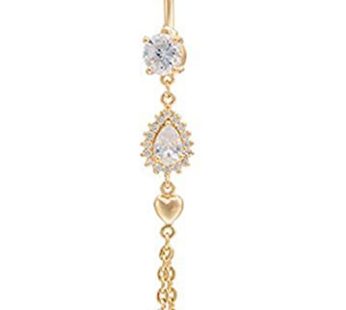 Sexy Waterdrop Zircon Dangle Navel Belly Button Ring Body Piercing Jewellery