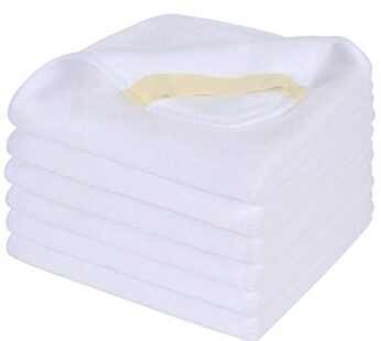 SINLAND Microfiber Facial Cloths Fast Drying Washcloth 12inch x 12inch White 6 pack