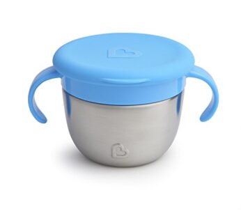 Munchkin Snack+ Stainless Steel Snack Catcher Cup with Lid, 9 Ounce, Blue, 1 Pack