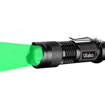 Ulako Single 1 Mode Zoomable LED 150 Yard Green Light Flashlight Torch for Fishing Hunting