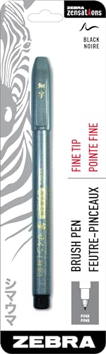 Zebra Pen Zensations Brush Pen, Fine Brush Tip, Black Water-Resistant Ink, 1-Pack