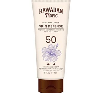 Hawaiian Tropic Skin Defense Sunscreen Lotion SPF 50, 6oz | SPF 50 Sunscreen Lotion with G