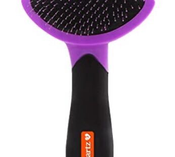 HARTZ, Groomer’s Best Small Slicker Brush for Cats and Small Dogs, Black/Violet, 1 Count