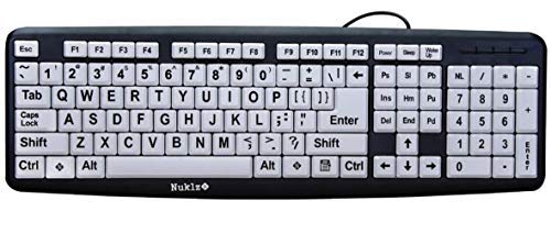 Nuklz N Large Print Computer Keyboard | Visually Impaired Keyboard | High Contrast Black a