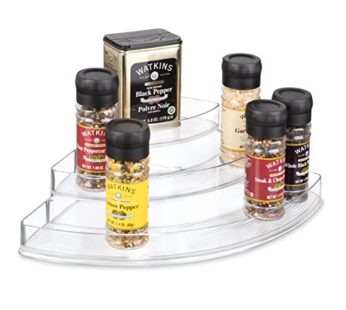 iDesign Recycled Plastic 3-Tier Stadium Spice Rack Organizer for Kitchen, Fridge, Freezer,