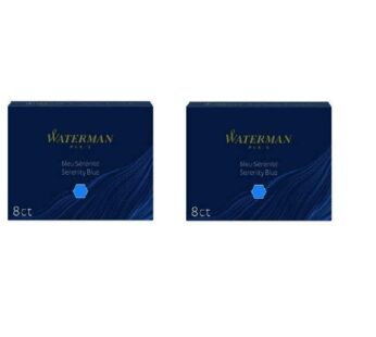 Waterman Paris Fountain Pen Cartridge Serenity Blue 8 Cartridges 2 Pack Large Size Standar