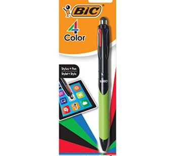 BIC 4-Color Grip Stylus Ball Pen, Medium Point (1.0mm), Assorted Inks, 1-Count (MMGSTP11)