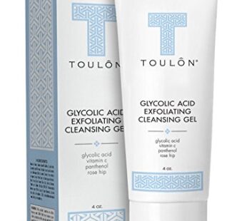 TOULON Glycolic Acid Facial Cleanser: Alpha Hydroxy Face Wash with AHA, Vitamin C & Rose H