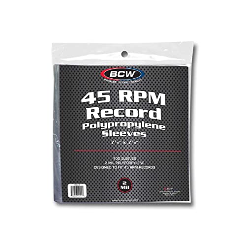 BCW 100 Vinyl 45 RPM 7" Record Poly Outer Record Sleeves | Album Covers | Crystal Clear |