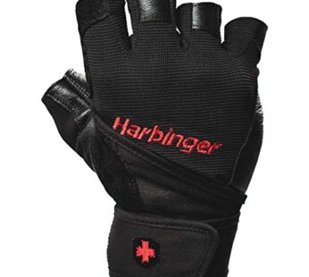 Harbinger Pro Wristwrap Weightlifting Gloves with Vented Cushioned Leather Palm (Pair), X-