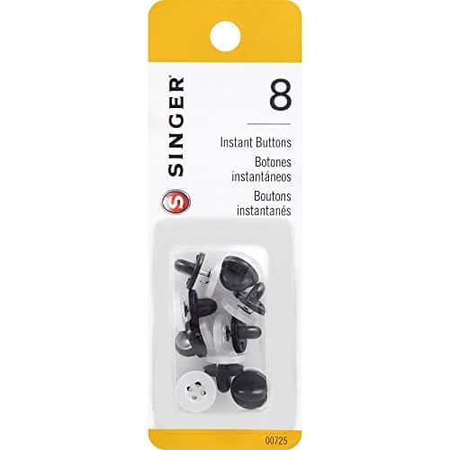 SINGER 00725 No-Sew Instant Button Replacements, 8-Count, White