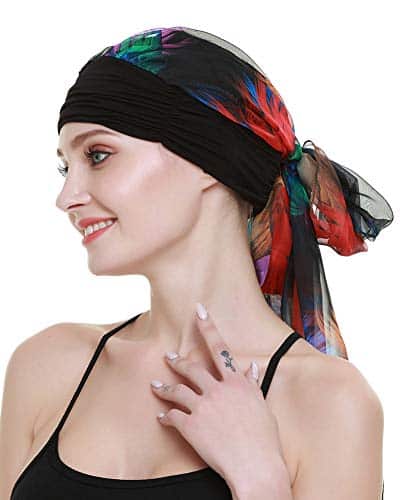 Chemo Scarf Headwear for Bald Head Women Bamboo Viscose Black Yellow