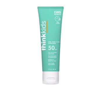 Thinkkids Safe Mineral Sunscreen SPF 50+, 3 Fl Oz, Natural, Water Resistant Reef Safe Suns