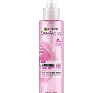 Garnier SkinActive Facial Mist Spray with Rose Water, 4.4 Fl Oz (130mL), 1 Count (Packagin