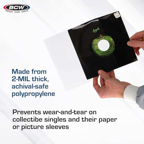 BCW 100 Vinyl 45 RPM 7" Record Poly Outer Record Sleeves | Album Covers | Crystal Clear | - Image 5