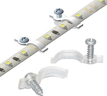 GRIVER 100 Pack Strip Light Mounting Brackets,Fixing Clips,One-Side Fixing,100 Screws Incl