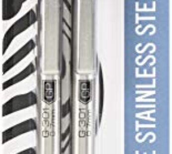 Zebra Pen G-301 Retractable Gel Ink Pen, Stainless Steel Barrel, Medium Point, 0.7mm, Blac