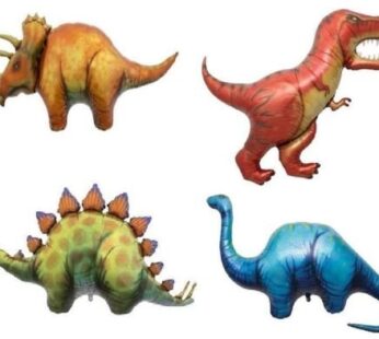 LoonBalloon Dinosaur TRICERATOPS STEGOSAURUS T-REX APATOSAURUS (4) Party Mylar BALLOONS Se