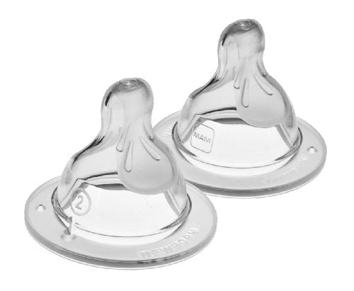 MAM Bottle Nipples Medium Flow Nipple Level 2, for 2+ Months, SkinSoft Silicone Nipples fo