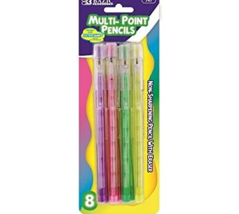 BAZIC Transparent Multi-Point Pencil. Non-Sharpening Pencil w/ Eraser (8/Pack)