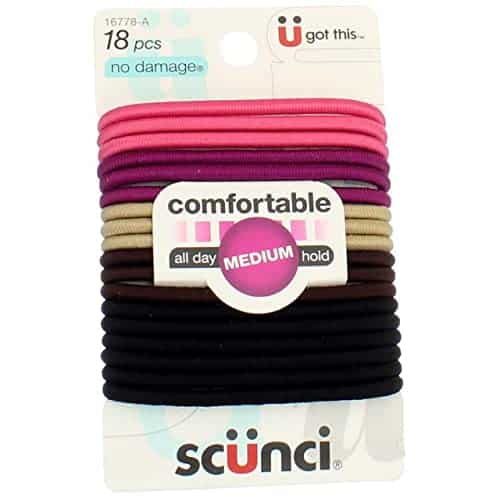 Scunci No-Damage Hair Elastics Medium Hold, Bright Colors, 18-Pcs Each (2-Packs)