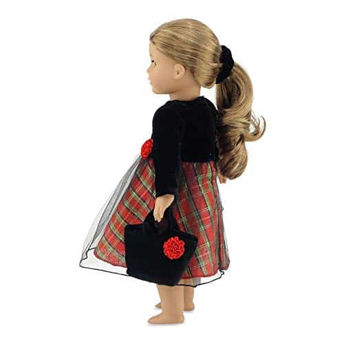 Emily Rose 18" Doll Clothes - 18" Doll Holiday Dress with Black Velvet Top | 18-in Doll Pa - Image 7