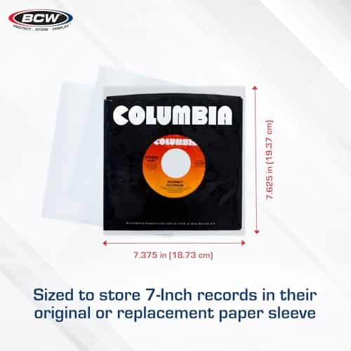 BCW 100 Vinyl 45 RPM 7" Record Poly Outer Record Sleeves | Album Covers | Crystal Clear | - Image 4
