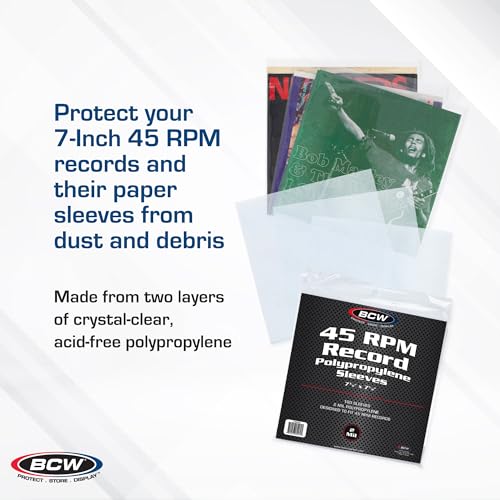 BCW 100 Vinyl 45 RPM 7" Record Poly Outer Record Sleeves | Album Covers | Crystal Clear | - Image 3