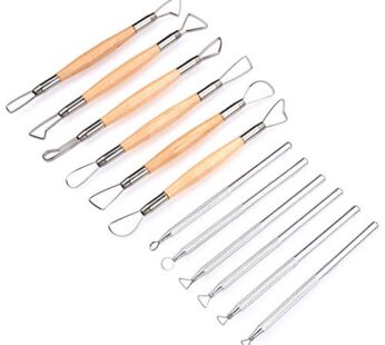 Meuxan Ceramic Pottery & Clay Ribbon Sculpting Tool Kit (Set of 12)