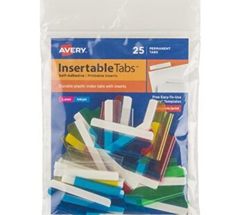 Avery Insertable Self-Adhesive Tabs with Printable Inserts, 1-1/2″, Permanent Adhesive, As