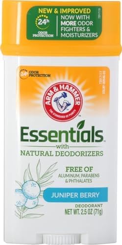 ARM & HAMMER Essentials Solid Deodorant, Clean(Juniper Berry), Wide Stick, 2.5 oz. (Pack o