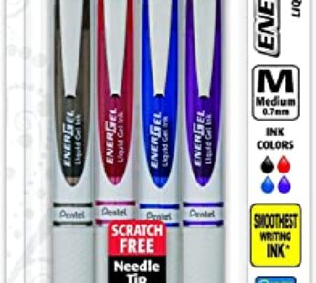 Pentel EnerGel Pearl Deluxe RTX Retractable Liquid Gel Pen, 0.7mm, 4 Pack, Assorted Colors