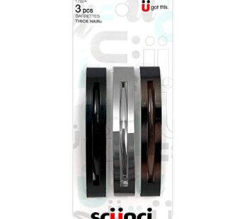 Scunci Thick Hair Open Slide Metal Barrettes 3-Pcs Per Pack (1-Pack)