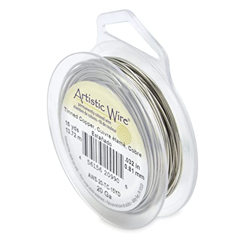 Artistic Wire, 20 Gauge Tarnish Resistant Tinned Copper Craft Jewelry Wrapping Wire, Silve