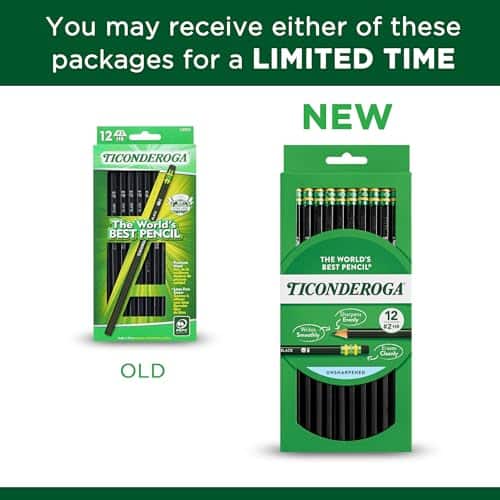 Ticonderoga Wood-Cased Pencils, Unsharpened, 2 HB Soft, Black, 12 Count - Image 5