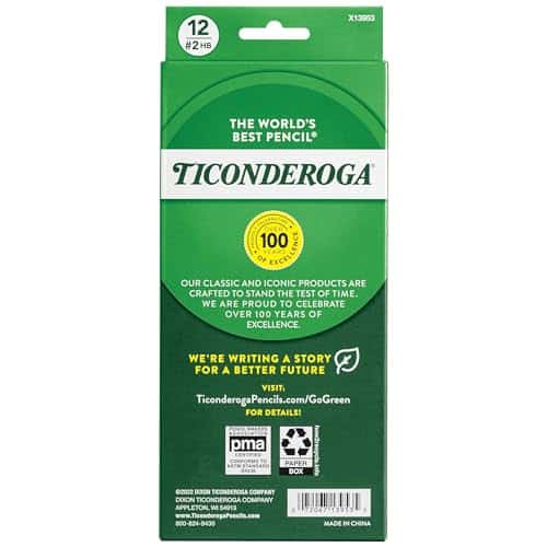 Ticonderoga Wood-Cased Pencils, Unsharpened, 2 HB Soft, Black, 12 Count - Image 2