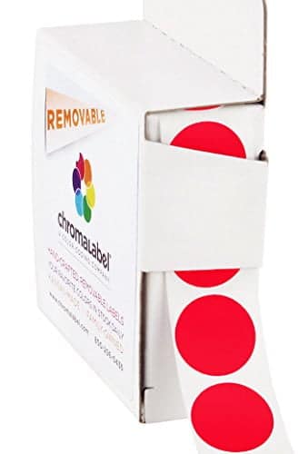 ChromaLabel Sticker Dots, 3/4 Inch Round Red Labels - 1000 Removable Stickers per Dispense