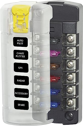 Blue Sea Systems 5035 ST Blade Fuse Block 6 Circuit Independent with Cover