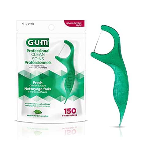 GUM-889DD Professional Clean Flossers Extra Strong Flosser Pick, Fresh Mint, 150 Count