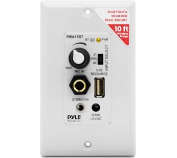 Pyle Wireless BT Receiver Wall Mount – 100W In-Wall Audio Control Receiver w/ Built-in Amp