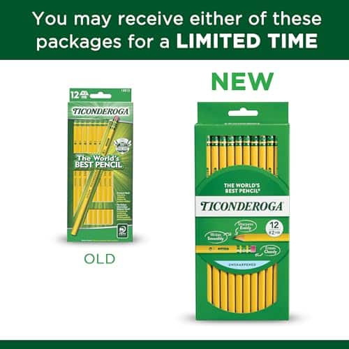 Ticonderoga Wood-Cased Pencils, Unsharpened, 2 HB Soft, Yellow, 12 Count - Image 5