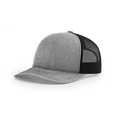 RICHARDSON 112 Mesh Back Trucker Cap Snapback Hat, Heather/Black