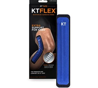 KT Tape KT Flex Reinforced Adhesive Strips for Knees, 8 Pack, 10″ Precut Strips, Blue