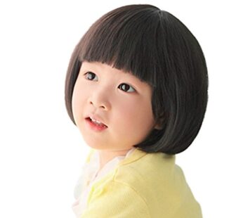 OMORFIEER Hair Pieces and Wigs Black Straight Wigs for Kids Child Bangs Synthetic BOB Cosp