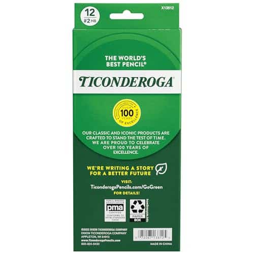 Ticonderoga Wood-Cased Pencils, Unsharpened, 2 HB Soft, Yellow, 12 Count - Image 2