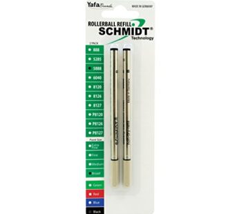 Schmidt 5888 Ceramic Rollerball Metal Tube Refill Broad Point 1.0mm, Black, 2 Pack Blister