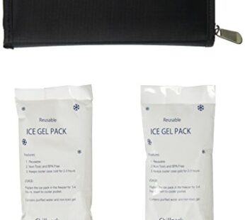 Chill Pack Diabetic Insulin Pen/Syringes Cooler Pocket Case, 2 X Ice Packs Included, Black