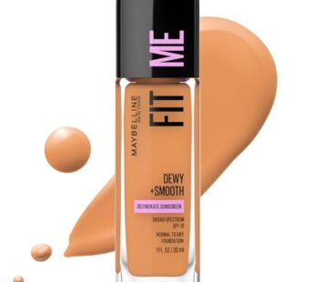 Maybelline Fit Me Dewy + Smooth Liquid Foundation Makeup, Toffee, 1 Count (Packaging May V