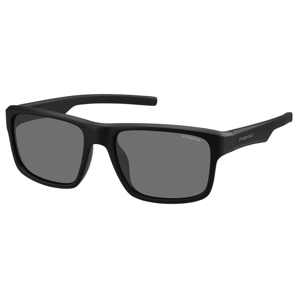 Polaroid Sunglasses Men's PLD 3018/S Rectangular Sunglasses, Matte Black/Polarized Gray Bl